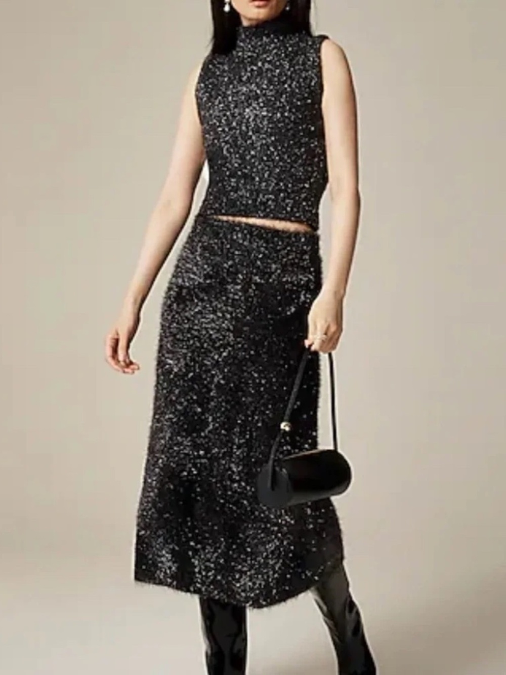 NWT NEW J. Crew Collection textured metallic A-line BLACK SKIRT XS